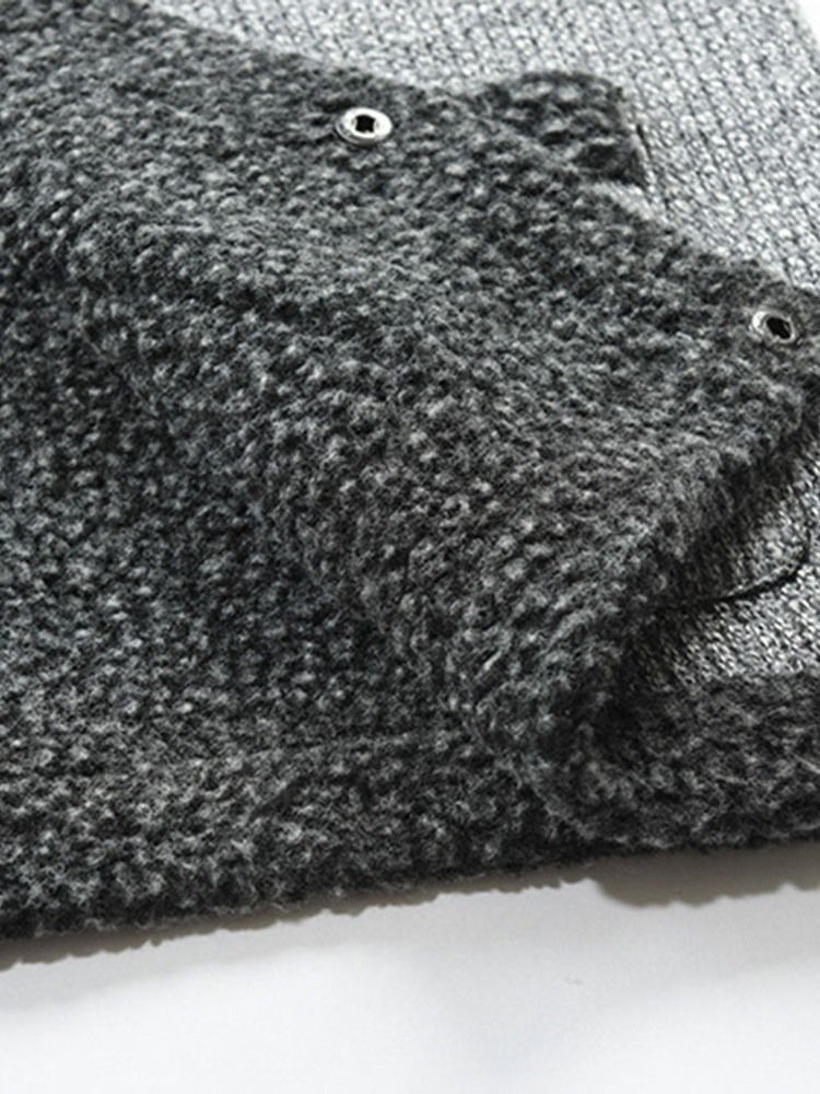 Casaco Masculino De Lapela Patchwork Padrão Suéter Fino