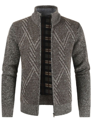 Casaco Masculino Stand Gola Patchwork Suéter Casual Fino Padrão