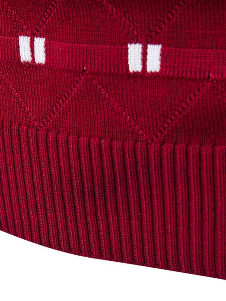Color Block Exclusivo Suéter Slim Masculino Com Decote Em V
