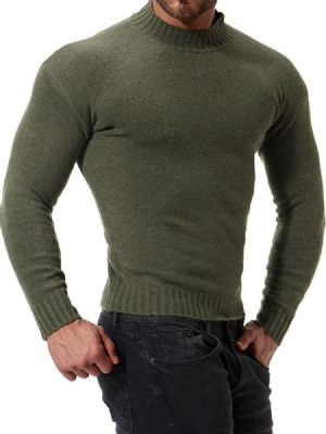 Cor Lisa Suéter Masculino Casual Slim Gola