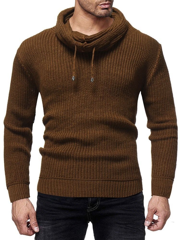 Gola Heap De Cor Lisa Camisola Fina Masculina De Inverno