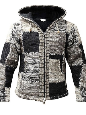 Moletom Padrão Masculino Com Capuz E Zíper Com Zíper Vintage