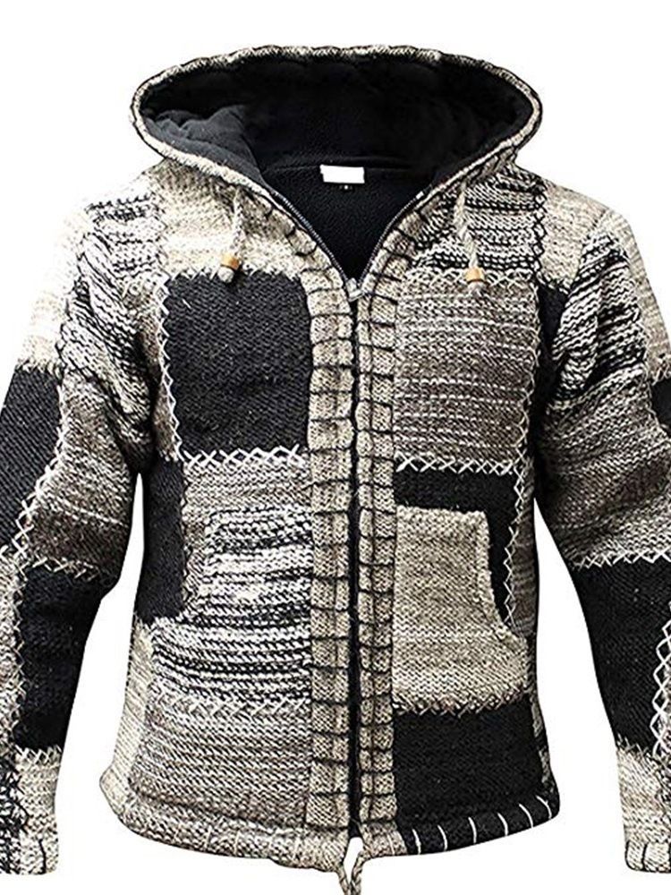 Moletom Padrão Masculino Com Capuz E Zíper Com Zíper Vintage