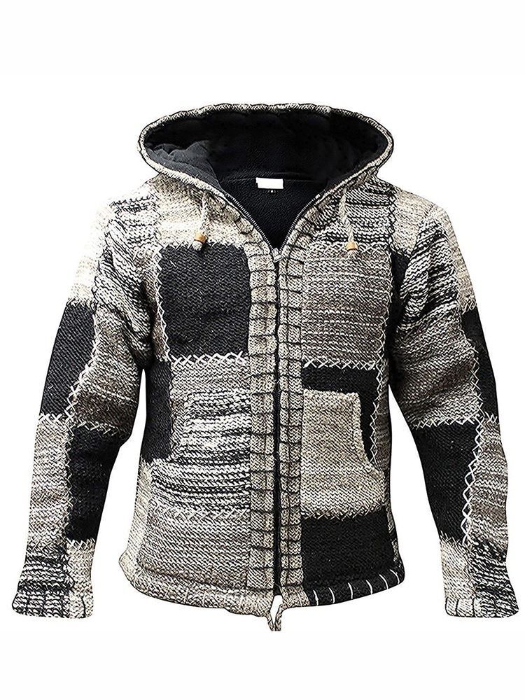 Moletom Padrão Masculino Com Capuz E Zíper Com Zíper Vintage