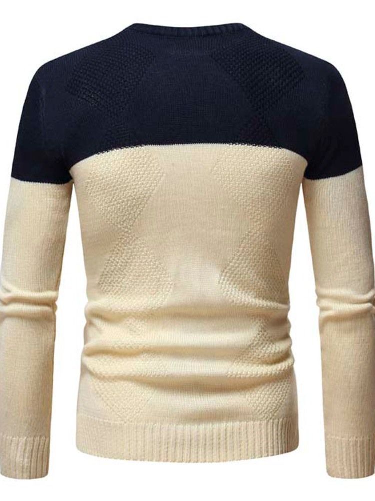Patchwork Color Block Suéter Casual Masculino Padrão