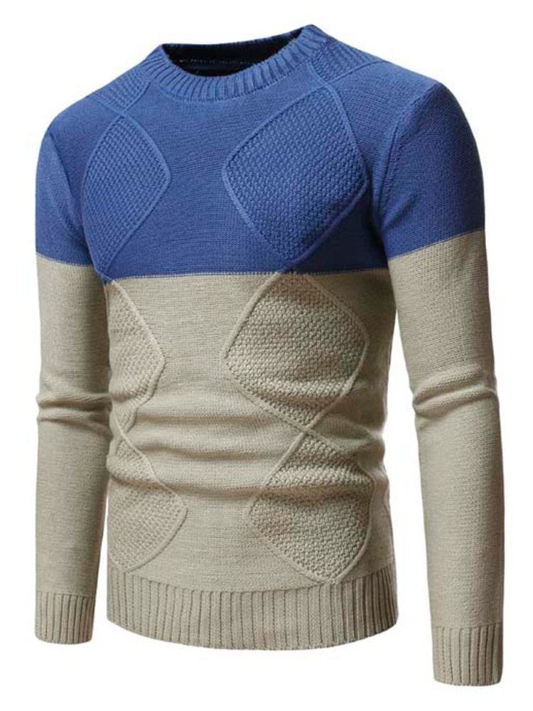 Patchwork Color Block Suéter Casual Masculino Padrão