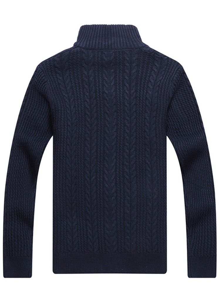 Patchwork Stand Collar Zipper Padrão Suéter Masculino