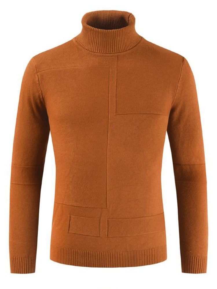 Pulôver Masculino Casual Com Pescoço Liso De Tartaruga