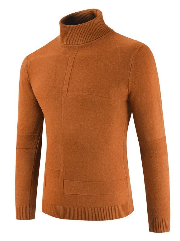 Pulôver Masculino Casual Com Pescoço Liso De Tartaruga