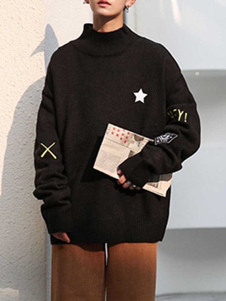 Suéter Casual Masculino De Comprimento Médio Com Colarinho E Comprimento Médio De Inverno