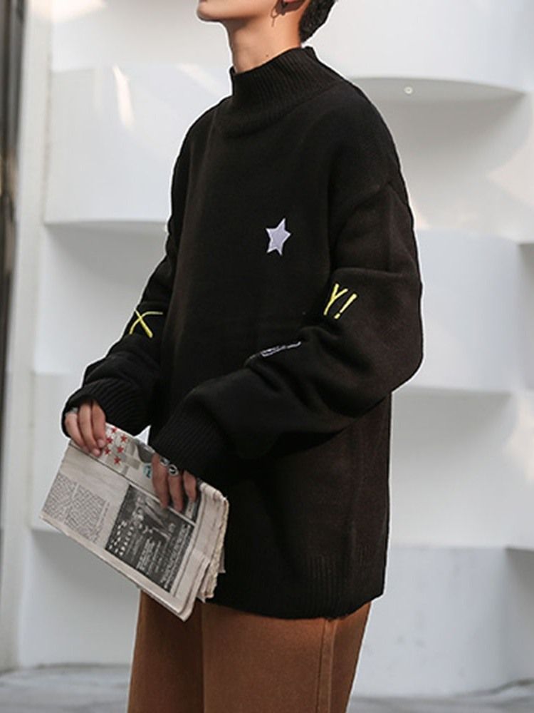 Suéter Casual Masculino De Comprimento Médio Com Colarinho E Comprimento Médio De Inverno