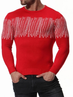 Suéter Casual Masculino Em Patchwork De Pescoço Redondo