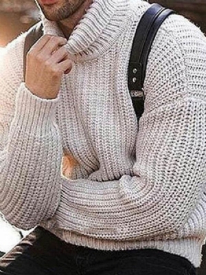 Suéter Casual Masculino De Gola Alta Normal De Gola Alta