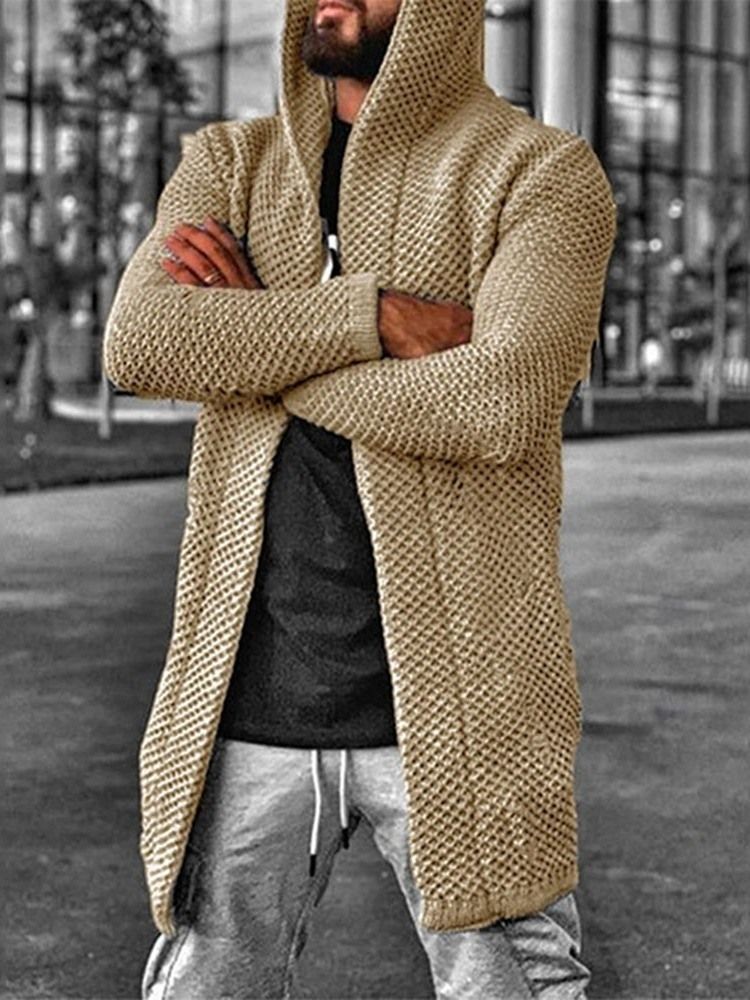 Suéter Europeu De Inverno Com Orifício Com Capuz Padrão Masculino
