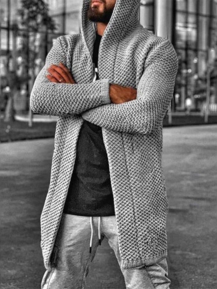 Suéter Europeu De Inverno Com Orifício Com Capuz Padrão Masculino