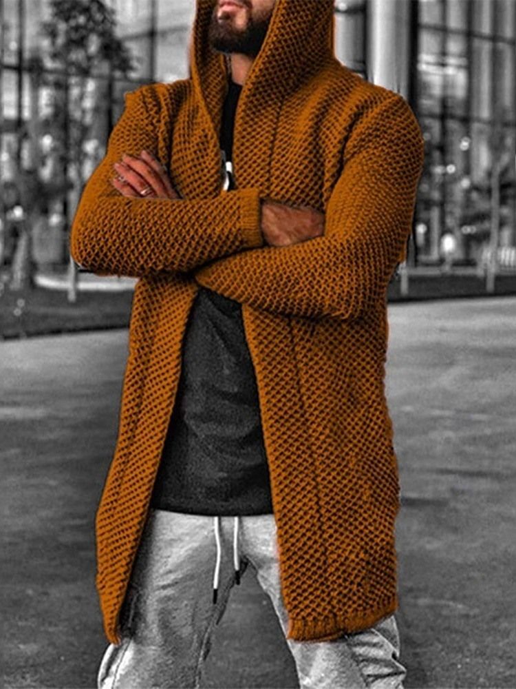 Suéter Europeu De Inverno Com Orifício Com Capuz Padrão Masculino