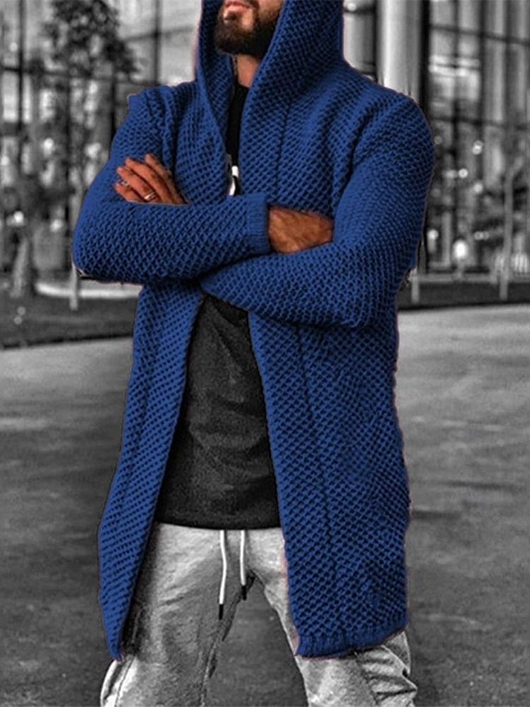 Suéter Europeu De Inverno Com Orifício Com Capuz Padrão Masculino