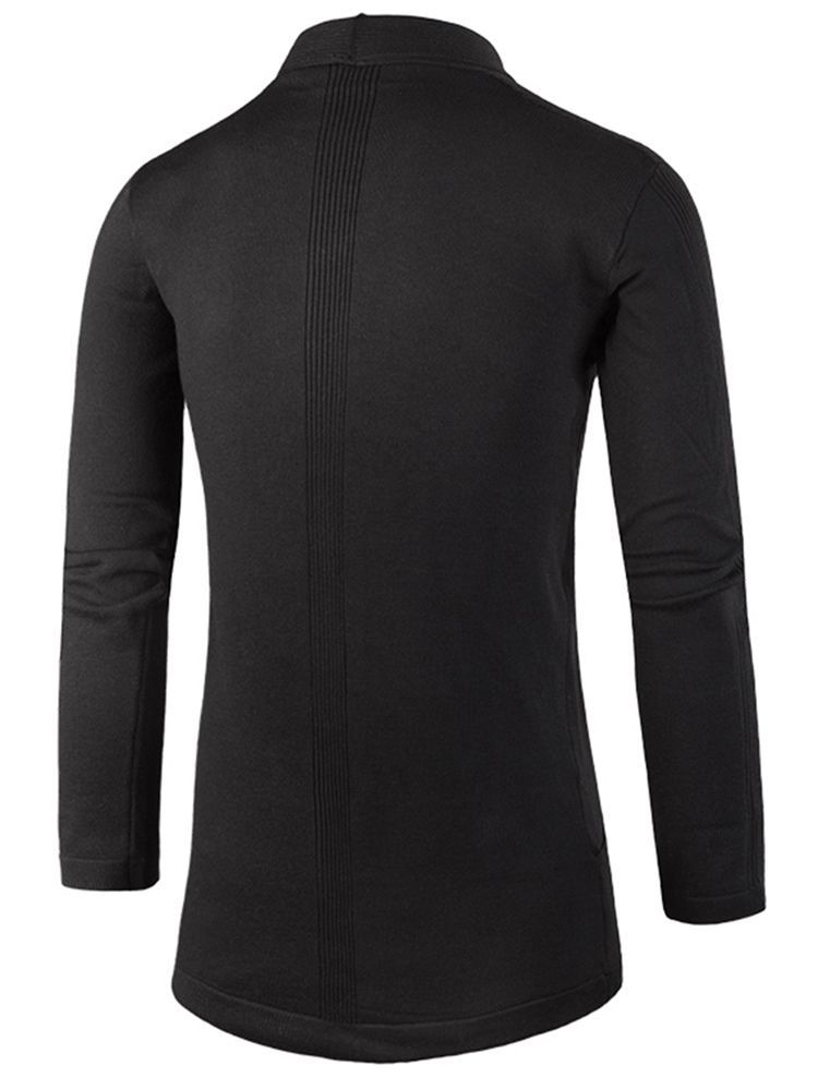 Suéter De Lapela Slim Masculino Com Cardigan De Comprimento Médio