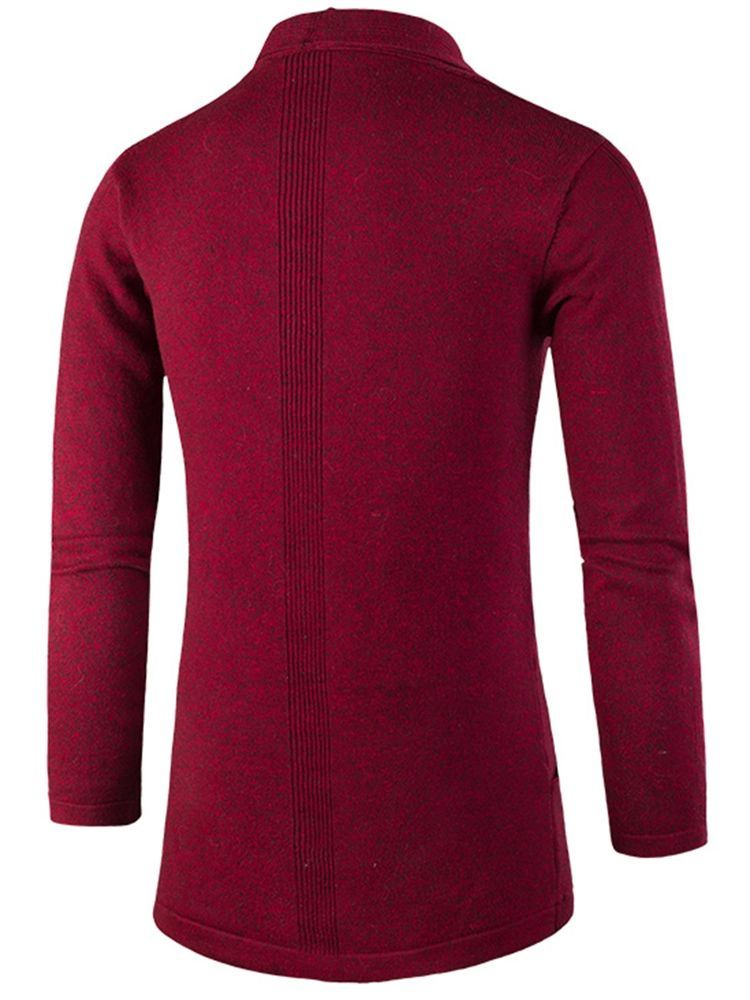 Suéter De Lapela Slim Masculino Com Cardigan De Comprimento Médio