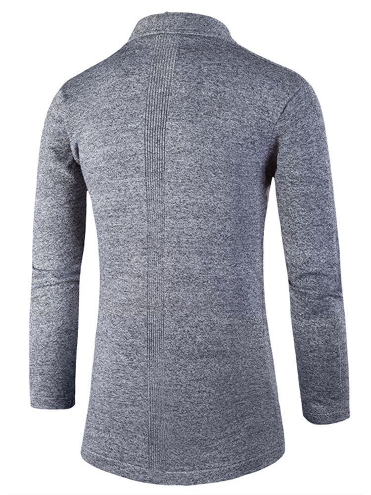 Suéter De Lapela Slim Masculino Com Cardigan De Comprimento Médio