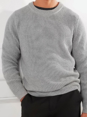 Suéter Liso Masculino Padrão De Decote Redondo