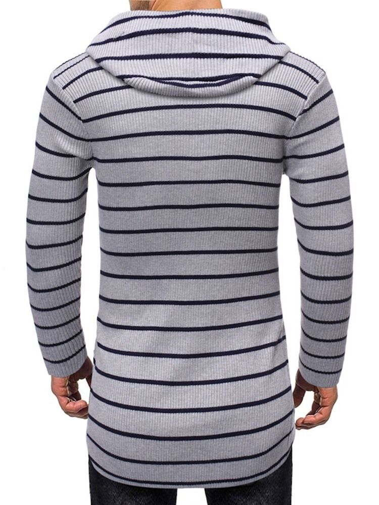 Suéter Magro Casual Masculino Com Listra De Comprimento Médio