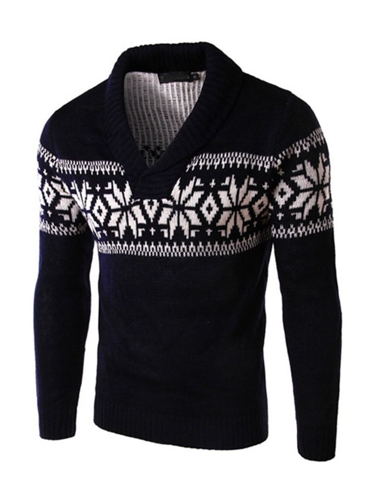 Suéter Masculino Casual Geométrico Padrão