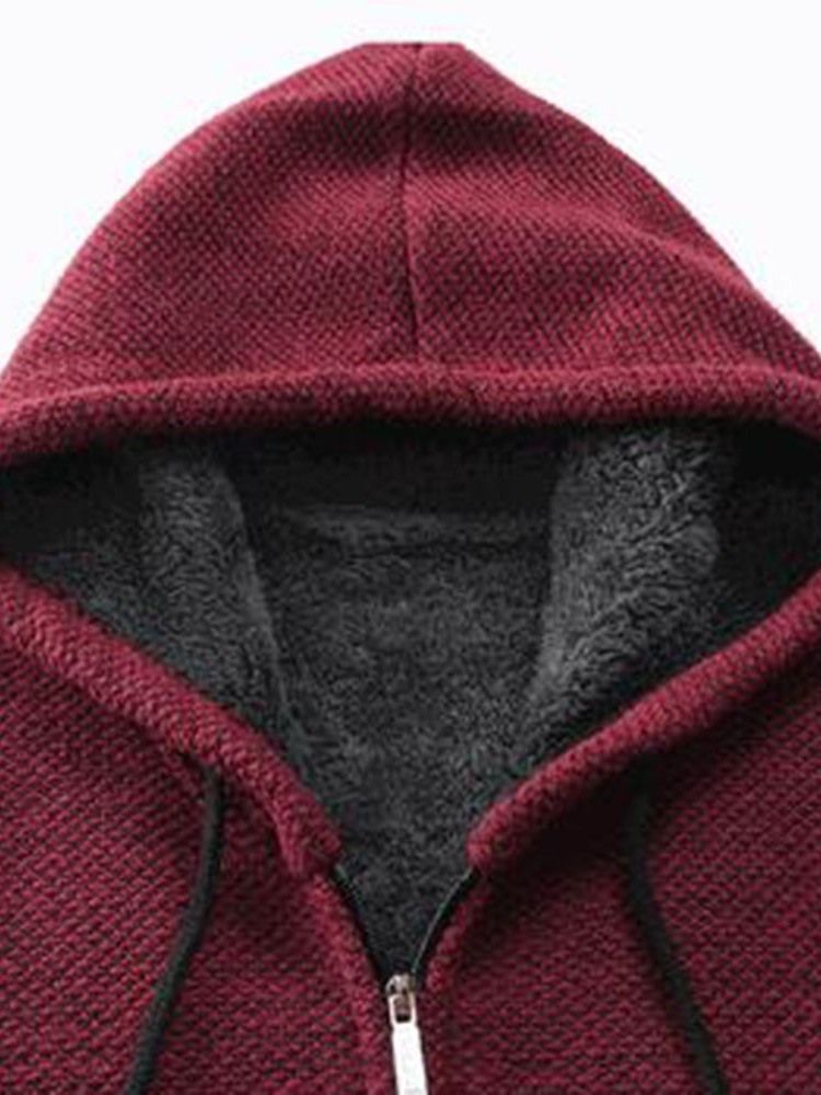 Suéter Masculino Com Capuz Patchwork Padrão De Inverno Com Zíper