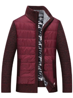 Suéter Masculino De Gola Padrão Patchwork Fino De Inverno