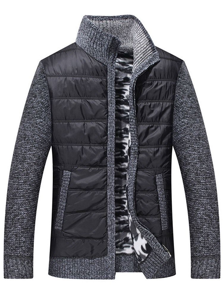Suéter Masculino De Gola Padrão Patchwork Fino De Inverno