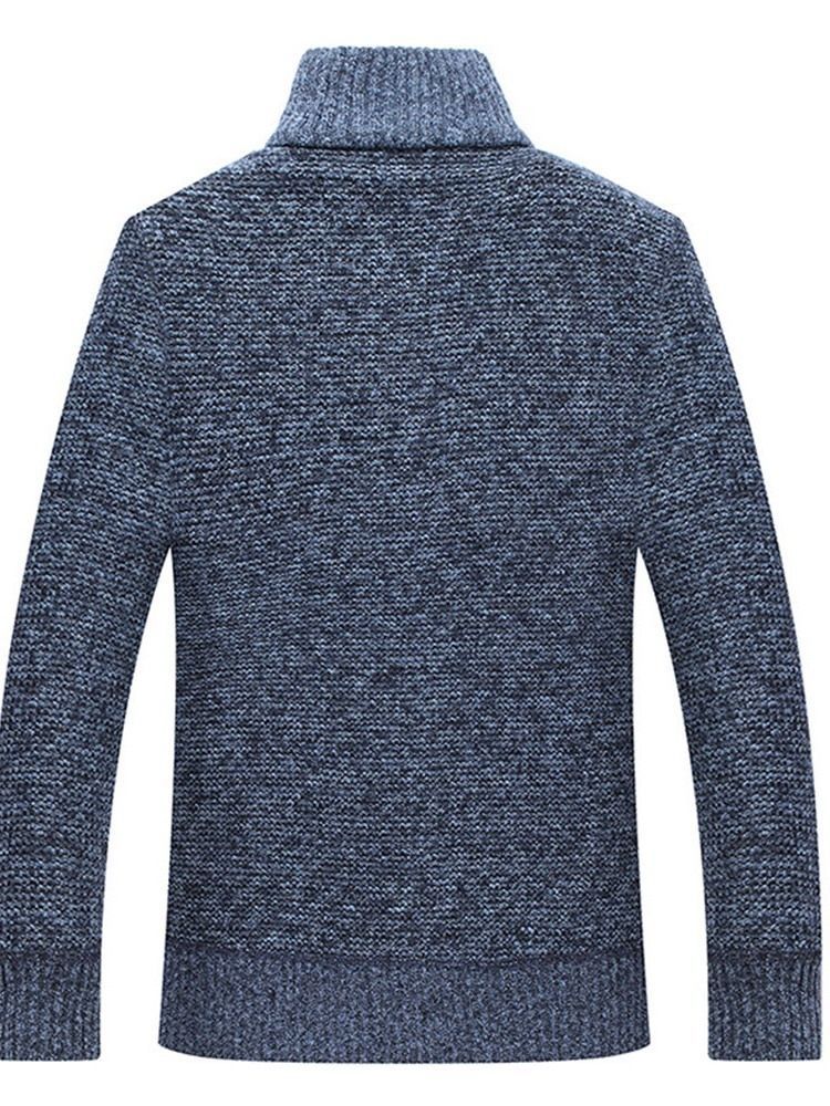 Suéter Masculino De Gola Padrão Patchwork Fino De Inverno