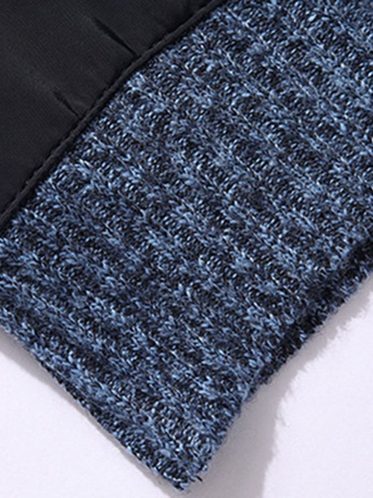 Suéter Masculino De Gola Padrão Patchwork Fino De Inverno