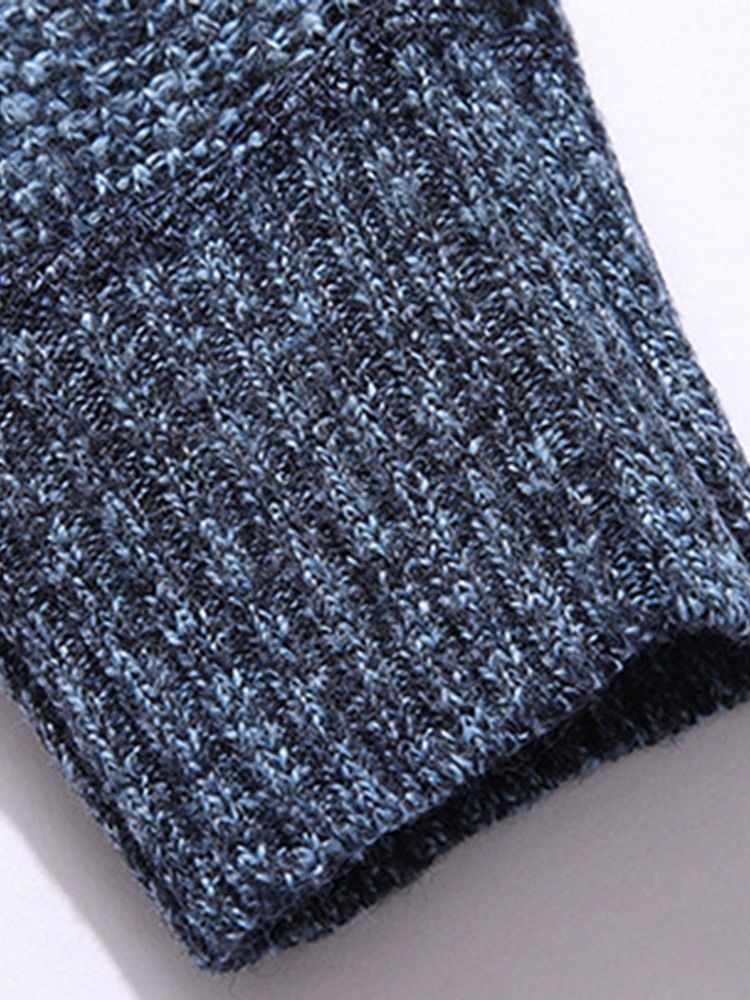Suéter Masculino De Gola Padrão Patchwork Fino De Inverno
