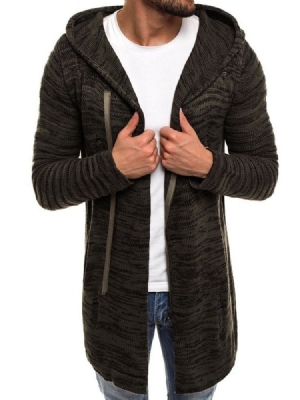 Suéter Reto Masculino Liso Com Capuz De Comprimento Médio