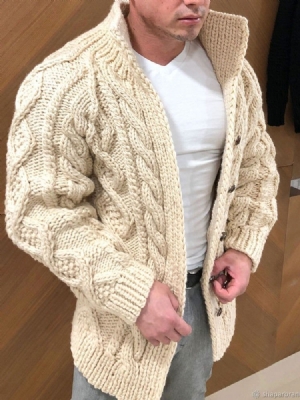 Suéter Slim Masculino Com Gola Alta Liso Simples Breasted