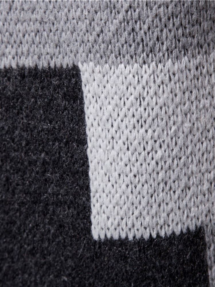 Suéteres De Lã De Inverno Masculinos Com Capuz E Comprimento Médio Em Patchwork