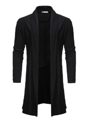 Suéteres Simples Assimétricos De Comprimento Médio Masculinos Casuais Cardigan