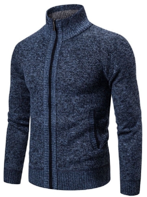 Zíper Bloco De Cores Suéter Slim Masculino Padrão De Outono