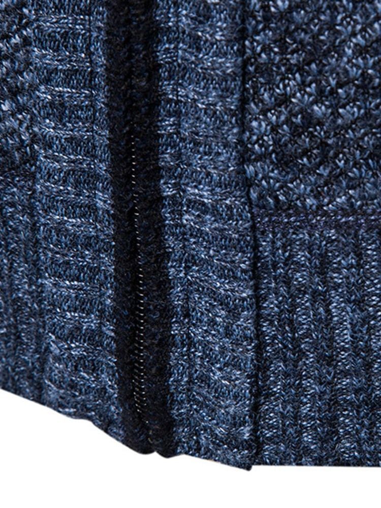 Zíper Bloco De Cores Suéter Slim Masculino Padrão De Outono