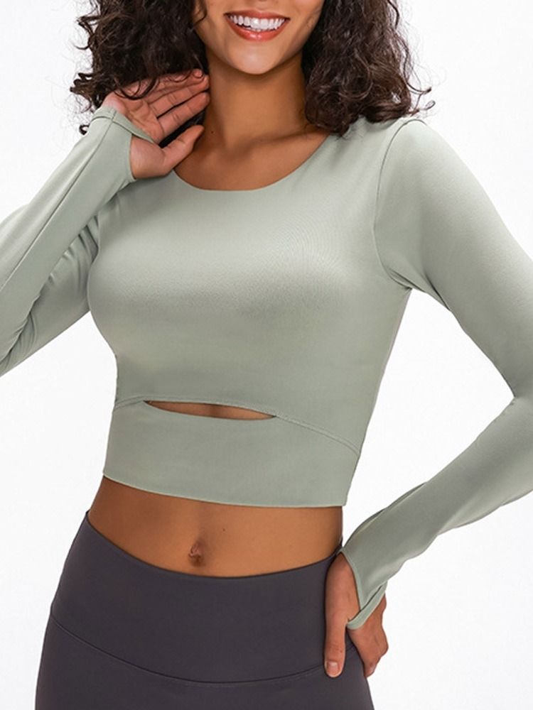 Anilhas De Nylon Maciço Feminino Respirável Tops Femininos De Manga Longa