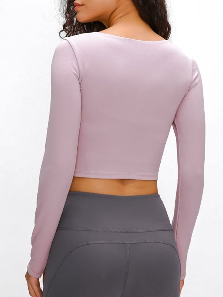 Anilhas De Nylon Maciço Feminino Respirável Tops Femininos De Manga Longa