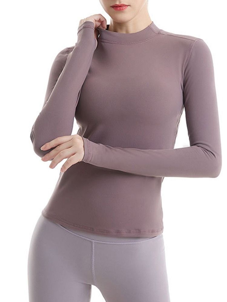 Anilhas Sólidas Femininas De Nylon Respirável Com Mangas Compridas