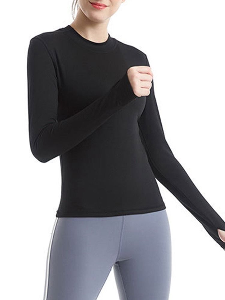 Anilhas Sólidas Femininas De Nylon Respirável Com Mangas Compridas