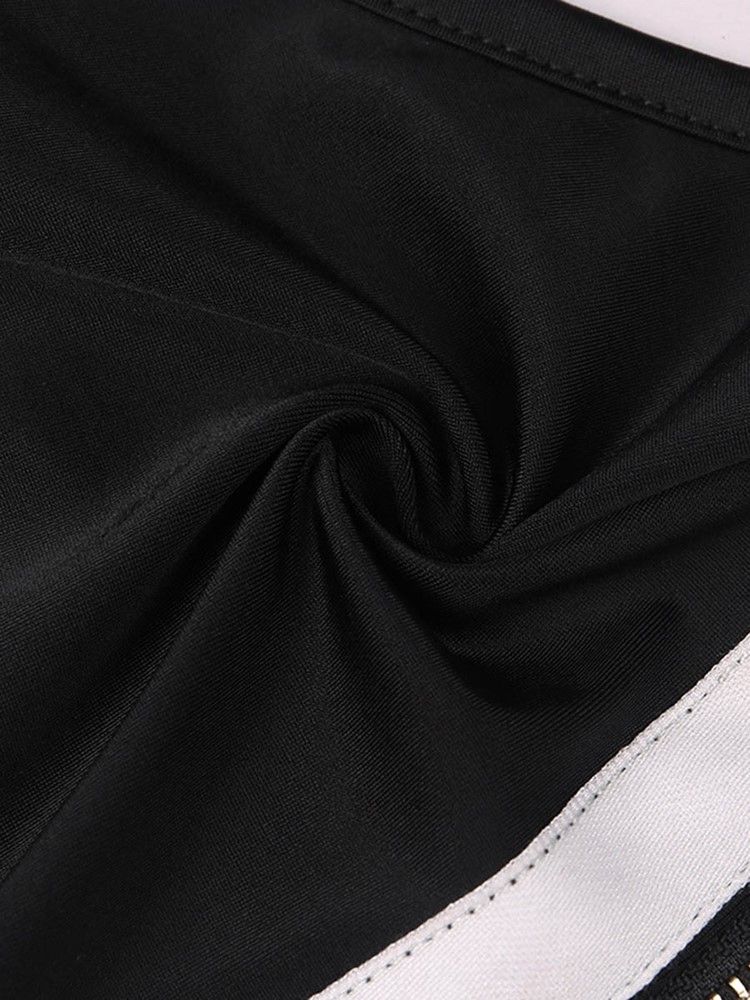 Blocos De Cores Femininos Com Zíper De Secagem Rápida Em Patchwork Sem Mangas
