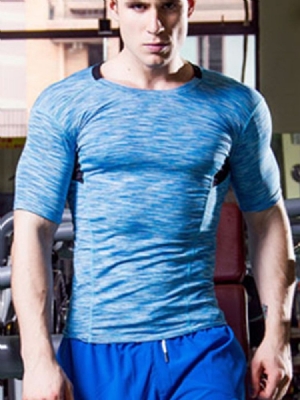 Blusa De Cor Masculina Estampada De Secagem Rápida Mangas Curtas Tops Esportivos