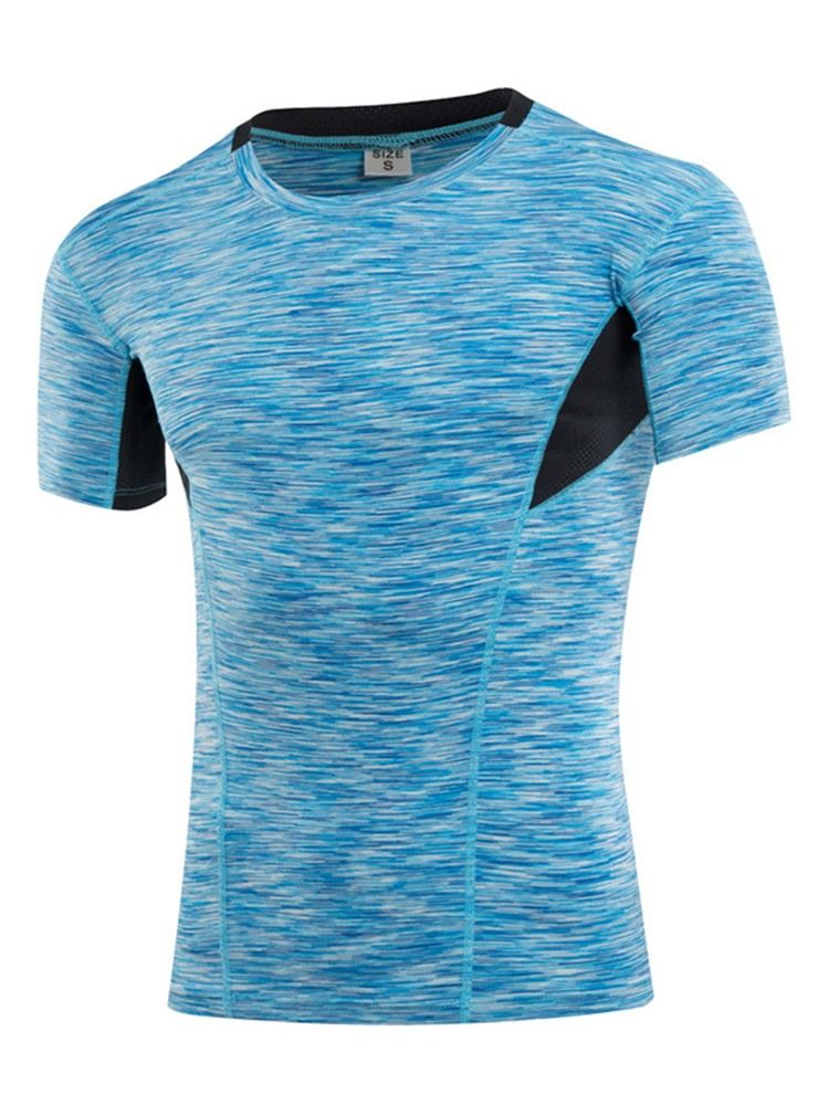 Blusa De Cor Masculina Estampada De Secagem Rápida Mangas Curtas Tops Esportivos