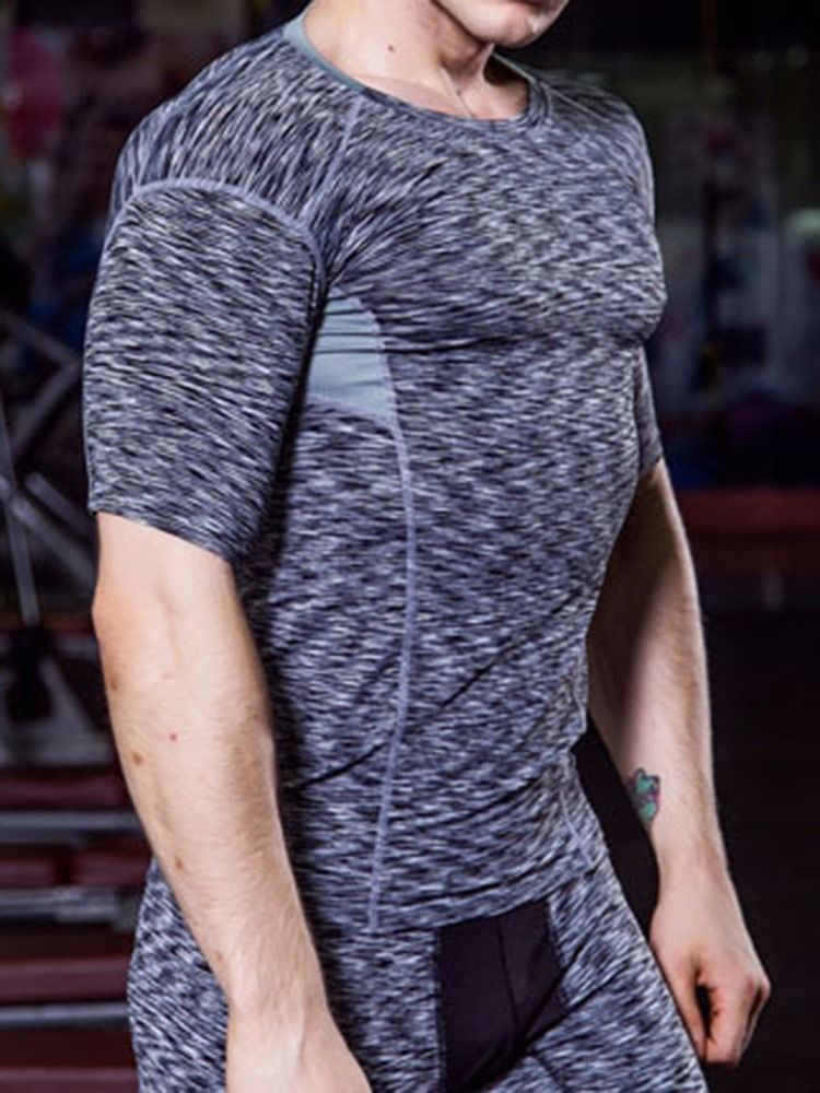 Blusa De Cor Masculina Estampada De Secagem Rápida Mangas Curtas Tops Esportivos
