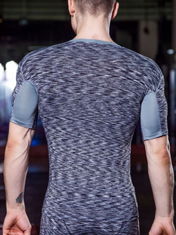 Blusa De Cor Masculina Estampada De Secagem Rápida Mangas Curtas Tops Esportivos