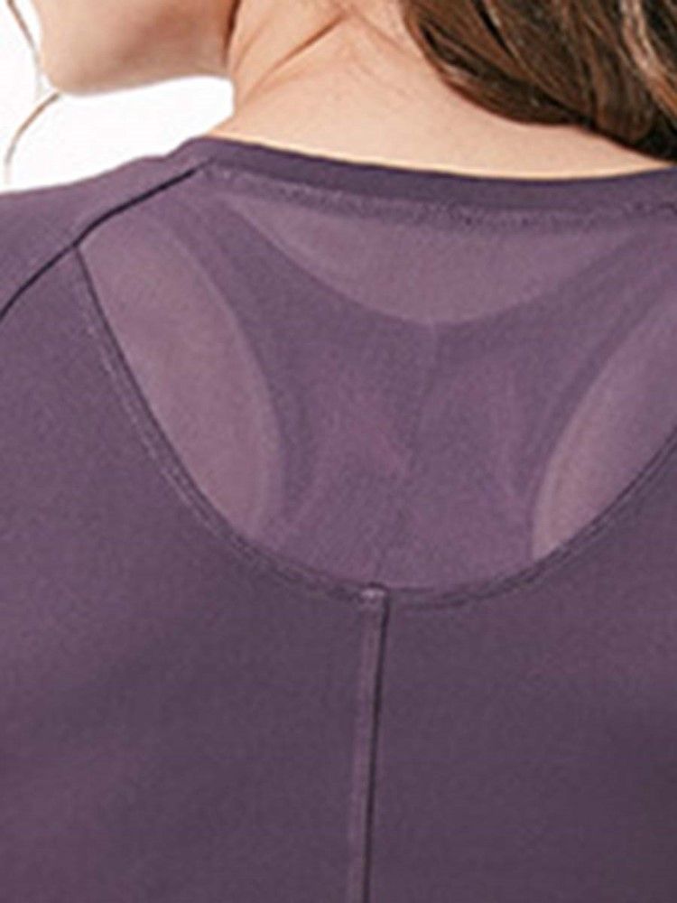 Camiseta Feminina De Nylon De Secagem Rápida Sólida E Sólida Para Ioga