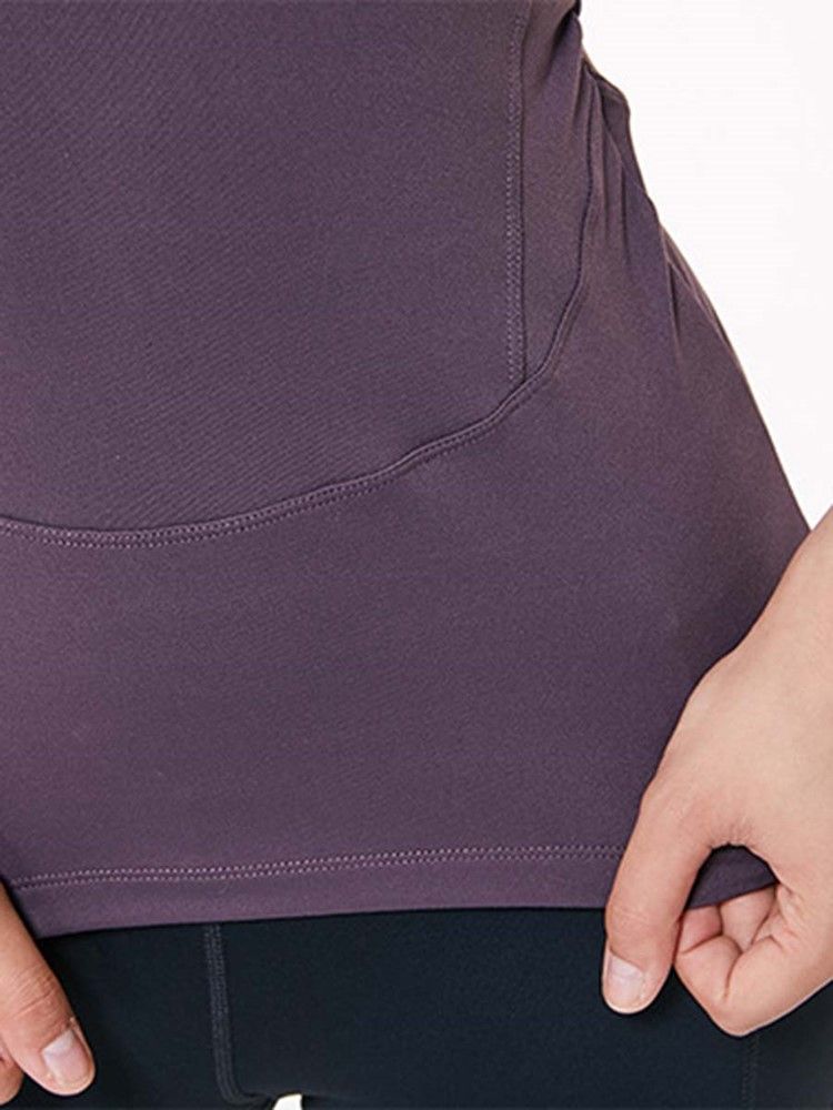 Camiseta Feminina De Nylon De Secagem Rápida Sólida E Sólida Para Ioga